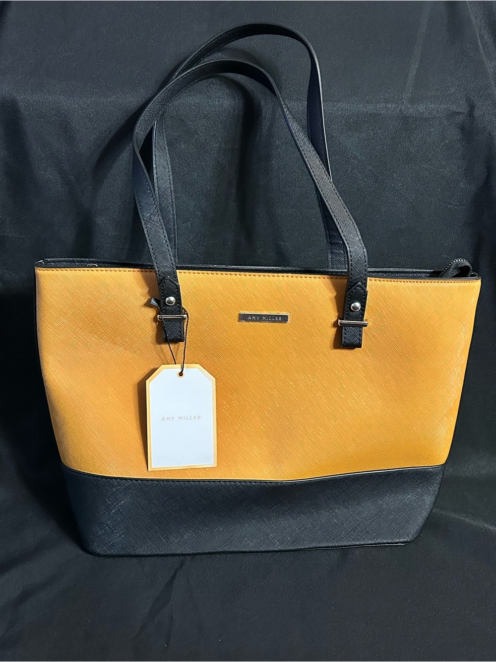 Amy Miller Women’s Two-Tone Orange & Black Tote Bag Purse NWT